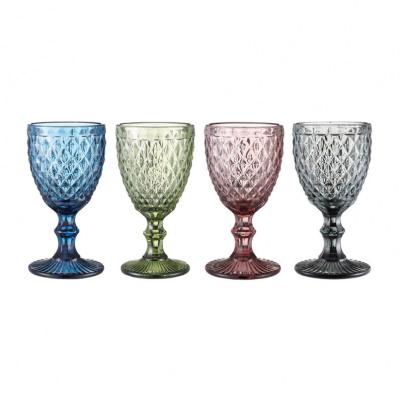 China Luxury high quality silver gold copper colored wine goblet lead free soda lime glass for sale