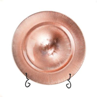 China Sustainable Bulk Clear Glass Pink Dinner Charger Dishes Wedding for sale