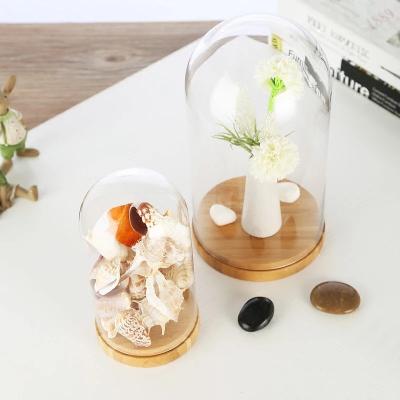 China Antique imitation decorative clear glass dome with wooden base for sale