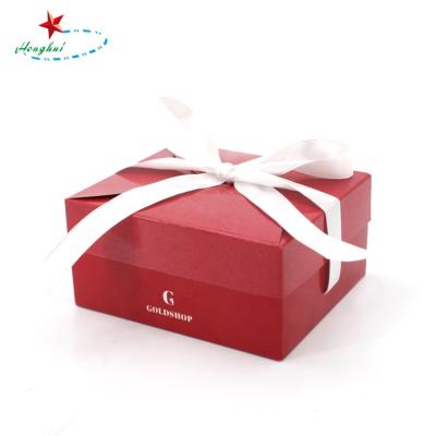 China Recycled Materials Wedding Christmas Decoration Jewelry Bridesmaid Luxury Red Gift Box for sale