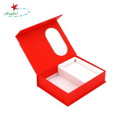 China Recycled Materials Custom Luxury Magnetic Closing Window Packaging Gift Box With Window for sale