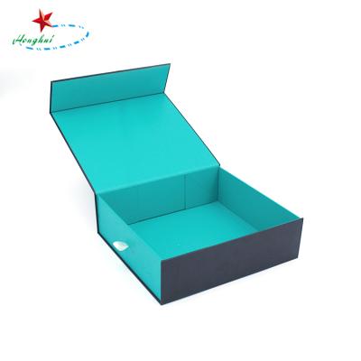 China Recycled Materials Magnetic Closure Door Fold Box Embossed Logo Folding Large Gift Boxes With Magnetic Lid for sale