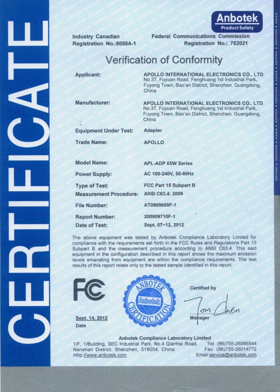 FCC - Shenzhen Apollo International Electronics Co., Ltd.