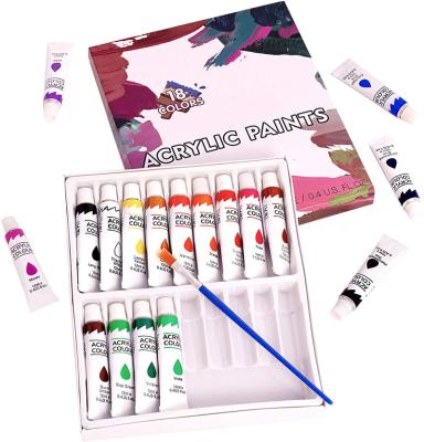 China Painting/Drawing Hot-Selling 18 x 12ml Non-Toxic Color Acrylic Paint Art Supplies Paint Set Cheap To Paint Kits For Canvas Drawing for sale