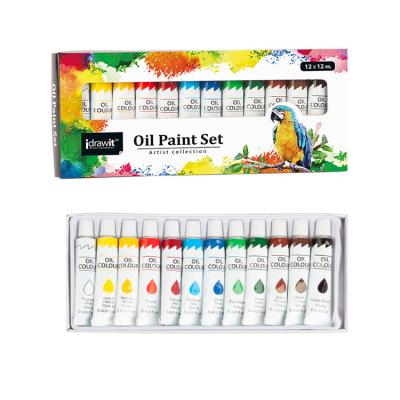 China Custom 12 Colors 12ml Oil Paint Color Painting / Drawing Artist Set Aluminum Oil Paints Tubes Kit for sale