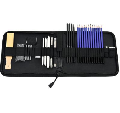 China Portable Artist Professional Drawing Pencils Case Set 33Pcs Charcoal Pencil for Drawing Graphite Drawing Sketching Art Set for sale