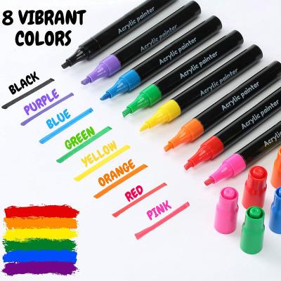 China Hot-selling Drawing Paint 8 Colors Acrylic Paint Marker Pens For Kids Fabric Canvas Glass Wood Ceramic Painting for sale