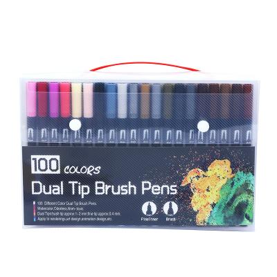 China Wholesale Painting/Drawing Customized 12 24 36 48 72 100 120 Colors Dual Tips Sketching Watercolor Pen Water Color Pen For Kids Painting for sale