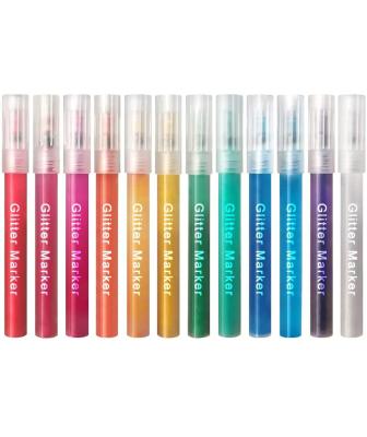 China Custom 12 Color Glitter Assorted Marker Pen 265*166*120mm for sale