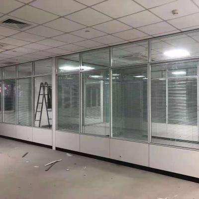 China Contemporary Custom Design High Quality Office Double Steel Aluminum Glass Partition Wall for sale