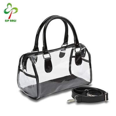 China Shoulder Bag Fashion Larger Zippered Opening Clear Plastic Handbags, Double Carry Handles Plastic Handbag, Transparent Bag for sale