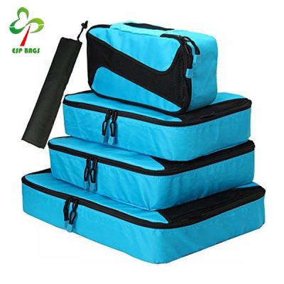 China Packing Cube Set 5 Piece Storage Organizer Travel Bags, Lightweight Breathable Mesh Luggage Organizer, Handy Roomy Packing Cube Set with Shoe Bag for sale