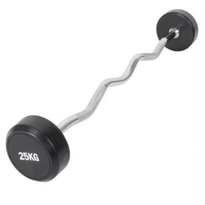 China Wholesale Fitness Equipment Different Weight Eco - Friendly Fixed EZ Straight Loop Rubber Barbell for sale