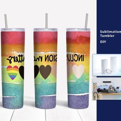 China Hot Sale 20OZ BUSINESS Stainless Steel Double Wall Insulated Straight Skinny Cup Sublimation Masks Tumbler With Lid And Straw for sale