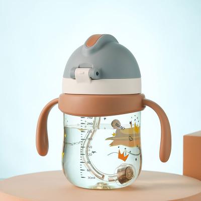 China PORTABLE Anti Drop Anti Splash Baby Eggnog Sippy Cup Silica Gel Cartoon Training Feeding Cup With Double Handle for sale