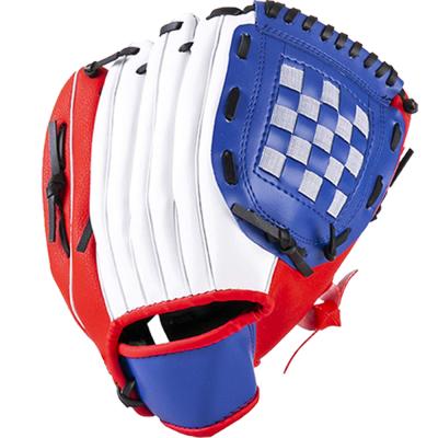 China Sports Soft PU Thickening Pitcher Baseball Solid Leather Training For Kids Teens Baseball Adult Blue Red Catch Glove for sale