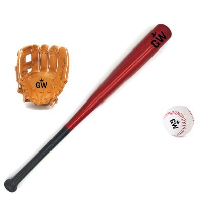 China Wholesale 3 Pieces Practice Baseball Set High Quality Youth Wooden Baseball Bat With Synthetic Leather Baseball Glove for sale