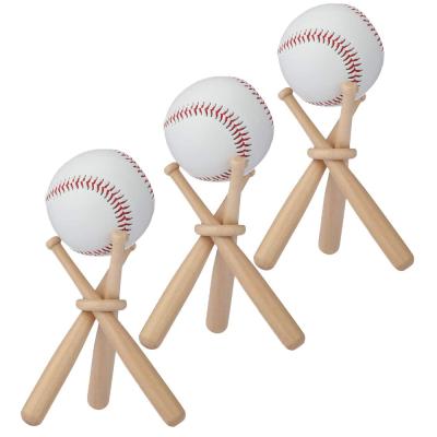 China Base Wooden Base Baseball Rack Stand Holder Base Baseball Ball Rack Display Rack for sale