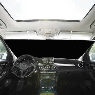 China Foldable Waterproof Dustproof Car Accessories Front Windshield Sunshade Car Semi-automatic Car Sunshade for sale