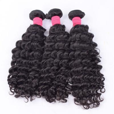 China Hot Selling Double Weft 18 Inch Deep Wave Indian Virgin Hair Bundle Hair Weaves for sale