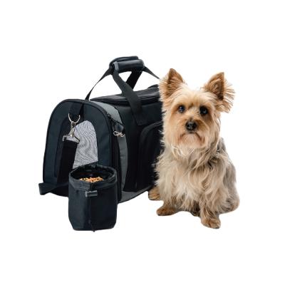 China Luxury Black Dog Carriers Travel Luxury Pet Carriers Small Dog Stored Dogs Folding Pet Carry On Bag for sale