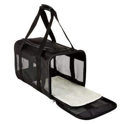 China Stocked FAA Cat Carrier Airline Plane Approved Soft Pet Carriers For Air Transport Black for sale