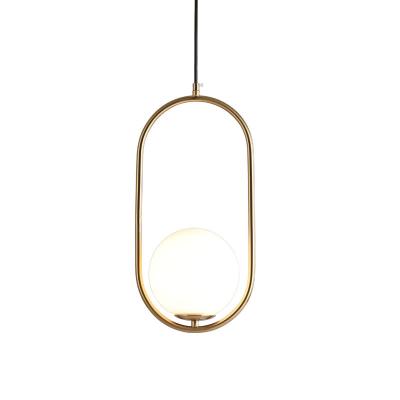 China 2022 luxury bright hot sale modern white bulb restaurant nordic style globe shape led ceiling light brass pendant ball for sale