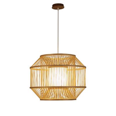 China Farmhouse Modern Bamboo Chandelier Pendant Light Hand Knitted Bamboo Weave Chandelier Droplight for Bedroom Restaurant for sale