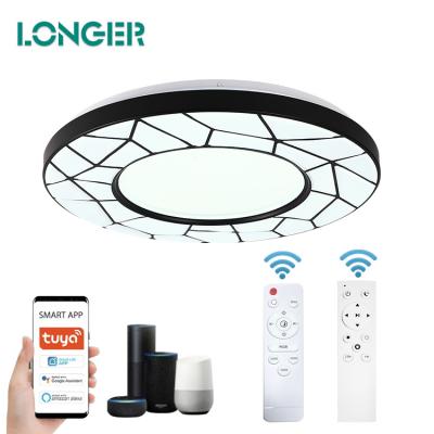 China Surface Mounted High Quality Smart Remote Control LED Ceiling Light RGB Dimmable Round Decorate Living Room for sale