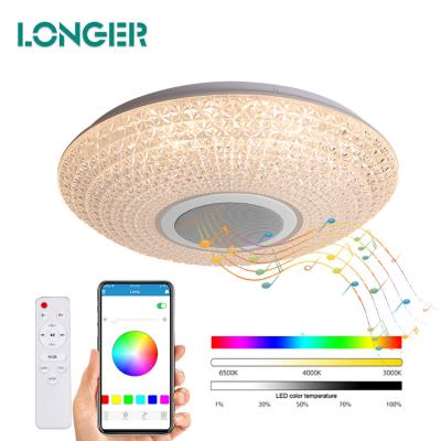 China Home Bedroom APP LED Music Ceiling Light RGB Outdoor Mounted Remote Control Smart Colorful Speaker Lamp Party Dimmable Light for sale