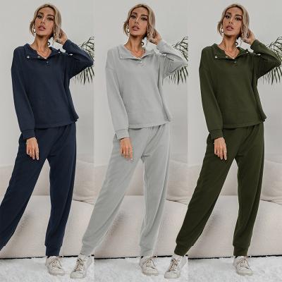 China Simple home anti-pilling sets solid color two-piece hoodie sports casual suit for sale