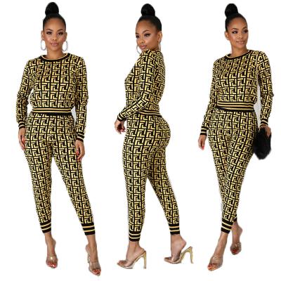 China New Women's Sets Anti-pilling Autumn Casual Two-piece Fashion Set Long Sleeve Printing Suit for sale