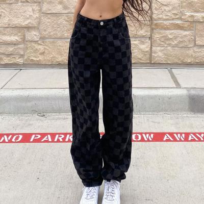 China street wide loose plaid pants Anti-wrinkle hip-hop trend casual women's pants and trousers for sale