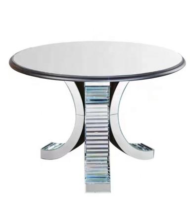 China New Modern Postmodern Classic Glass Mirrored Home Furniture Circle Shape Porch Table Dining Table for sale