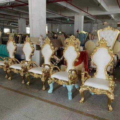 China Modern King And Queen Chairs Gold Throne Chairs Luxury Wedding Chairs For Groom And Bride RTS for sale