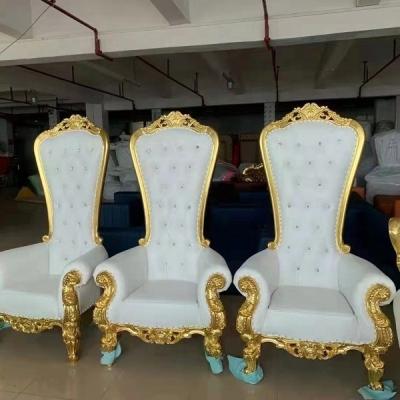 China Modern Customized Gold Wedding King Chairs and Queen Chairs for Groom and Bride Wedding Events for sale