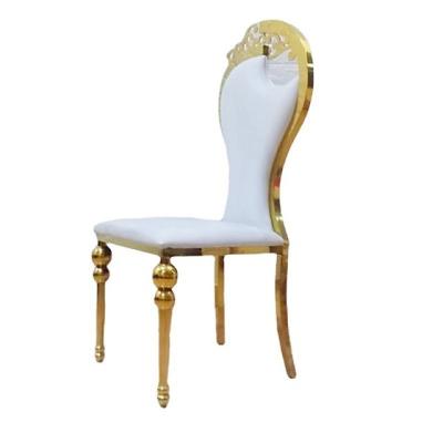 China Gold Adjustable Metal Chrome (Height) Low Dining Chair With Soft High Density Foam High Back Stacked Seat Hotel Chair For Wedding Hotel Cafe for sale