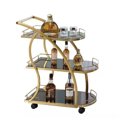 China 2022 sale qingtianhao stainless steel adjustable mulled wine furniture adjustable food delivery hotel use fashion mobile wine cart furniture for sale