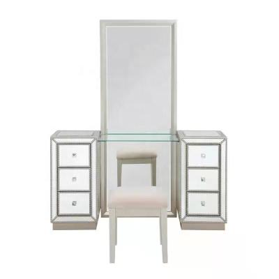 China 2022 Nordic Wood Vanity Makeup Dresser Dressing Table(Height)Adjustable Factory Set White With Storage Drawers for sale