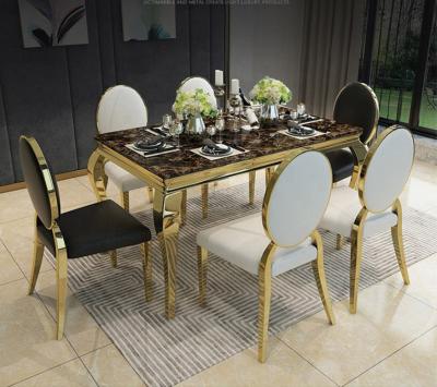 China Factory New Modern Fashion Stainless Steel Dining Table 6/8/10 Luxury Marble Top Seaters for sale