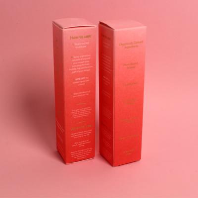 China Pink Red Texture Paper Packaging Boxes With Matte Gold Logo for sale