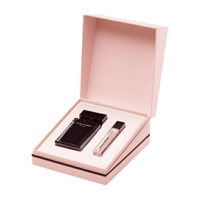 China Pink Black Perfume Boxes For Custom Gift Set With Magnetic Lids And Ribbon for sale