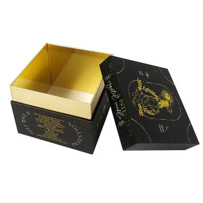 China Black Rigid Cardboard Candle Gift Box Packaging With Insert for sale