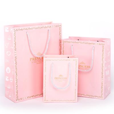 China Pink Paper Gift Bags For Kids Birthday Holiday Presents for sale