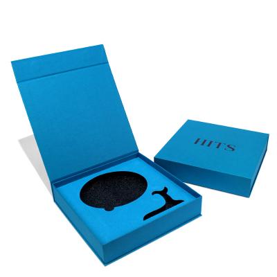 China Blue Magnetic Gift Packaging Box Made For Products With Foam And Custom Design for sale