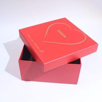 China Personalized Luxury Red Retail Cardboard Gift Box With Lid And Base For Small Business for sale