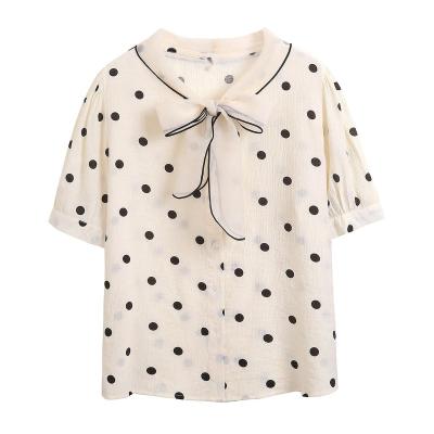 China Autumn Simple Office Lady Blouse Female Shirt Bow Tops Anti-wrinkle Spring Sheath Long Casual Korean Style Blouses Women's Loose Shirt XL,2X OL for sale