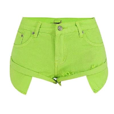 China Breathable green denim short 2023 fashion women trending clothing women rave festival clothing ladies factory customized for sale