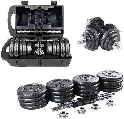 China Durable 50KG Barbell Dumbbell Set Adjustable Dumbbell Set Gym Equipment Free Weights Fitness Dumbbells Set with Case for sale