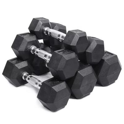 China Durable Factory Custom Wholesale Gym Fitness Equipment Rubber Hex Dumbbell for sale